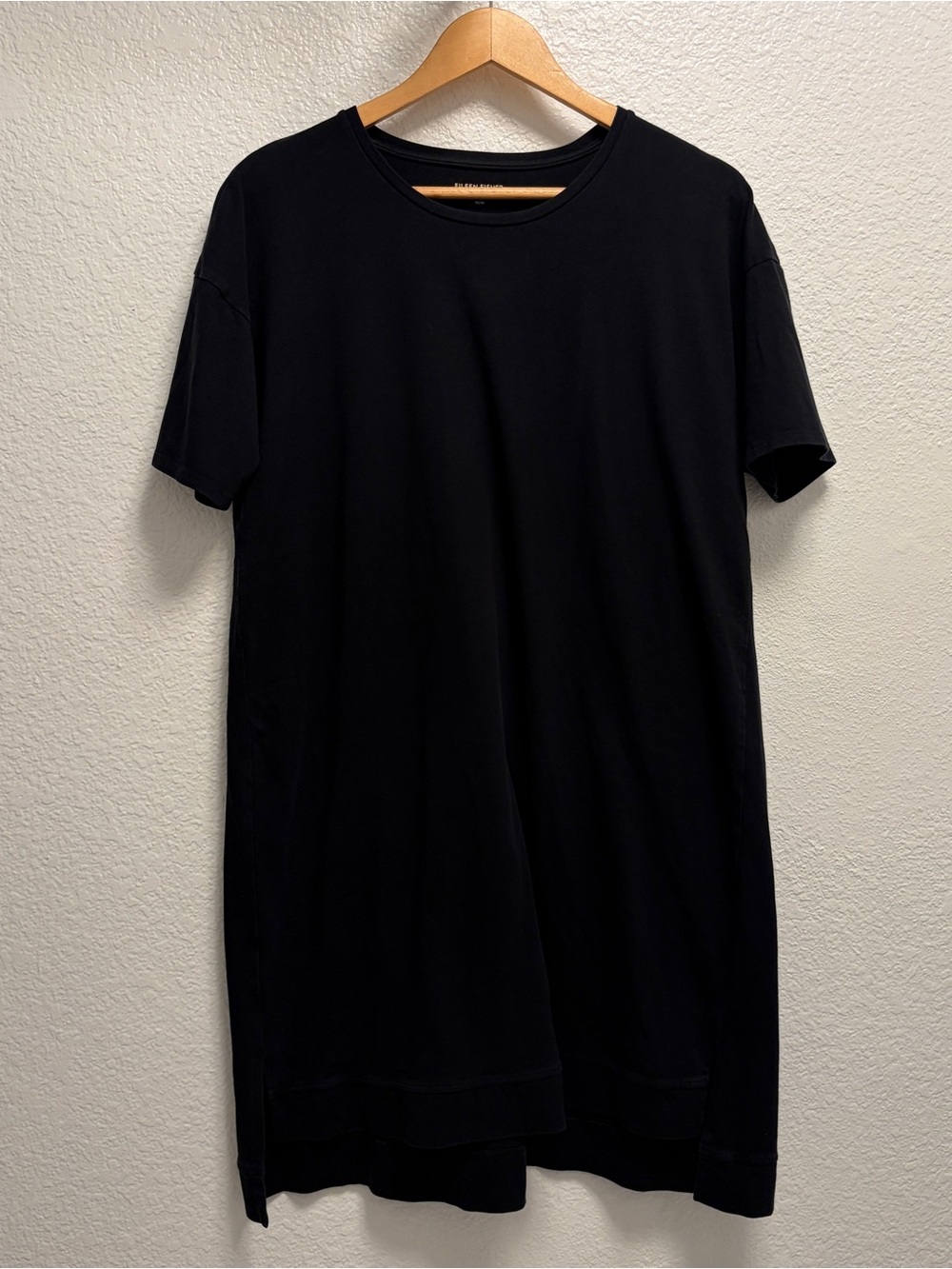 Eileen Fisher T-shirt Dress Womens Size Medium Black short sleeve Organic Cotton